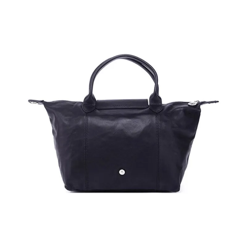 LONGCHAMP Le Pliage Cuir Lambskin Dumpling Bag One Shoulder Handbag Women's Black-2