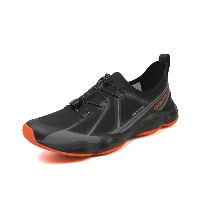 GORNORNIE Wear resistant, Lightweight, Breathable, And Non slip. Low Top Outdoor Shoes Men's Black Orange-1