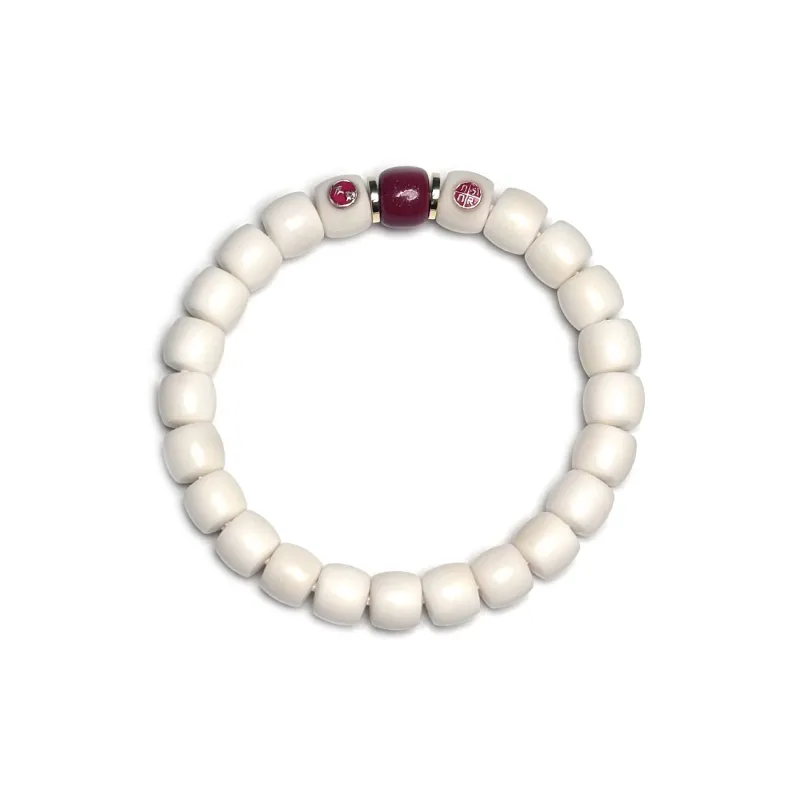 MOUNTAINS AND MANS White Jade Bodhi New Chinese Style Good Luck Beaded Bracelet Unisex-8