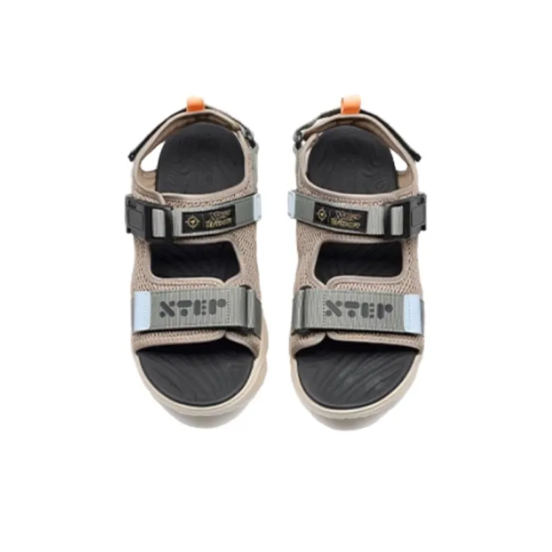 XTEP Beach Sandals Men's Brown Green-4
