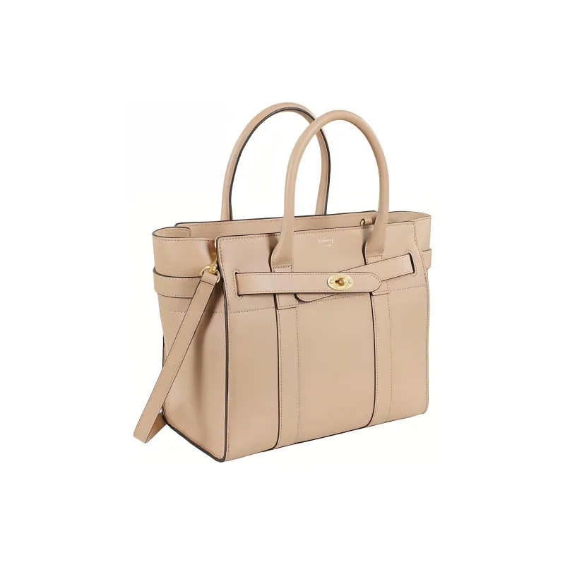 Mulberry Bayswater Calfskin Tote Bag Shopping Bag Shoulder Bag Handbag Small Size Women's Beige-1