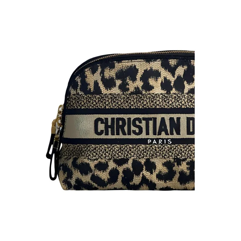 DIOR Canvas Bag Makeup Bag Women's Black & Beige-3