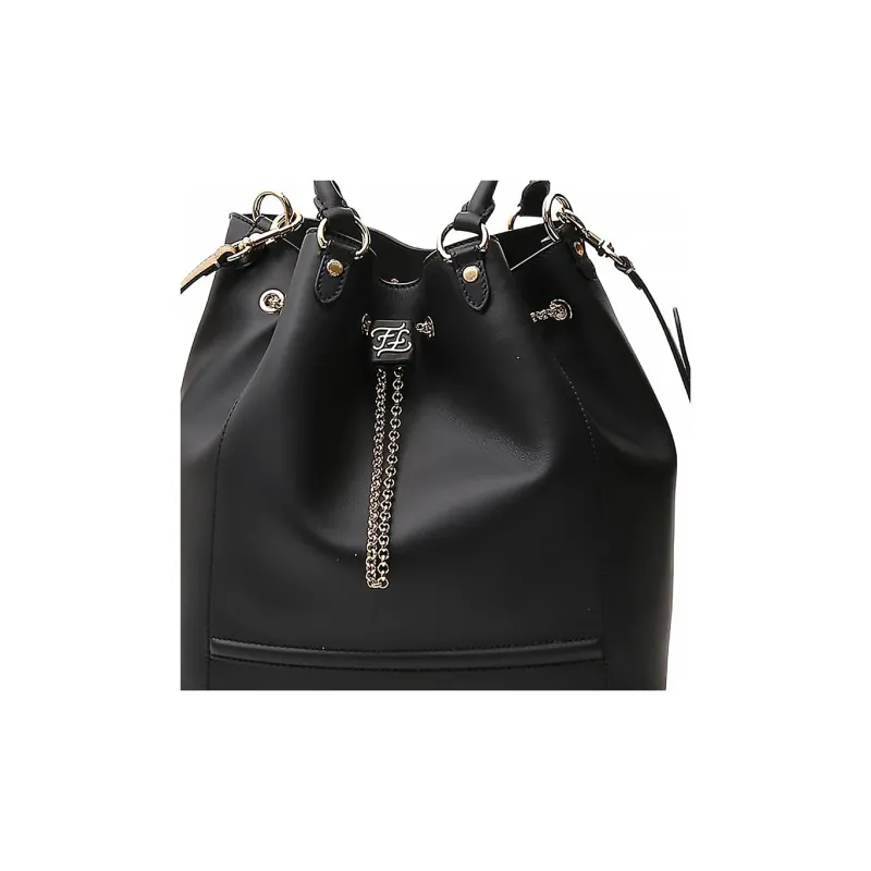 FENDI Leather Bucket Bag, Shoulder Bag, Crossbody Bag, Handbag Women's Black-4