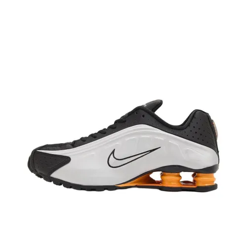 Nike Shox R4 Anti Slip Wear Resistant Low Top Casual Running Shoes Unisex Black Silver