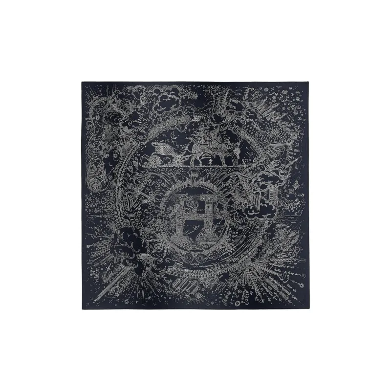 HERMES Cashmere Knit Scarves Men's Black-0