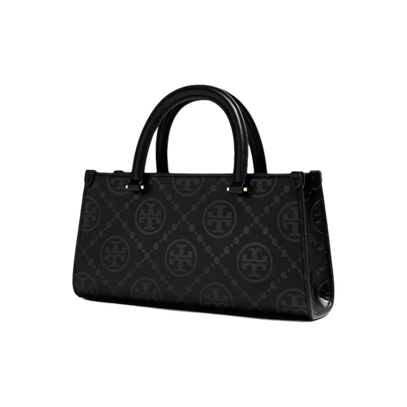 TORY BURCH T Monogram Leather Shoulder Bag Crossbody Bag Handbag Small Size Women's Black-1