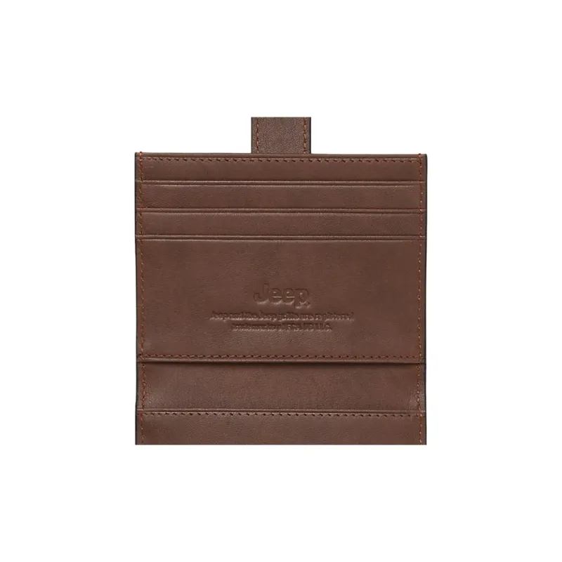 Jeep Cow Leather Card Holder Men's Coffee-3