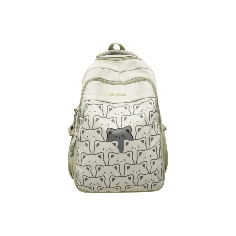 LUVISTRUE Nylon Backpack Regular Unisex Black/Light Green/Blue/Yellow/Dark Green-5