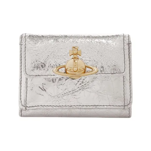 Vivienne Westwood Leather Wallet Trumpets Women's Silver