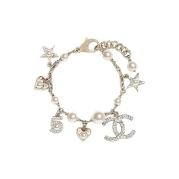 CHANEL Metal, Resin, Pearl, Rhinestone Bracelets Women's Gold