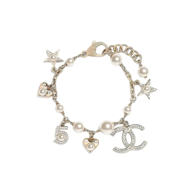 CHANEL Metal, Resin, Pearl, Rhinestone Bracelets Women's Gold-0
