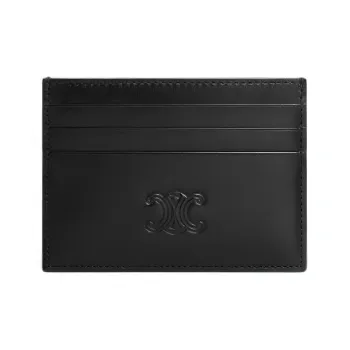 CELINE Satin Cow Leather Card Holder Large Size Men's Black