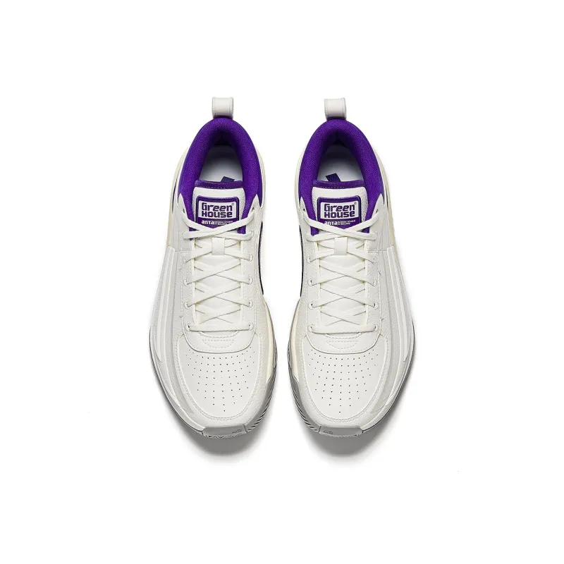 Anta Fengmang 1 Cushioning Anti Slip And Wear Resistant Low Top Nitrogen Technology Basketball Shoes Men's White Purple-3