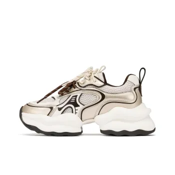 73Hours Coconut Custard Anti Slip Wear Resistant Low Top Chunky Sneakers Women's Gold Gray