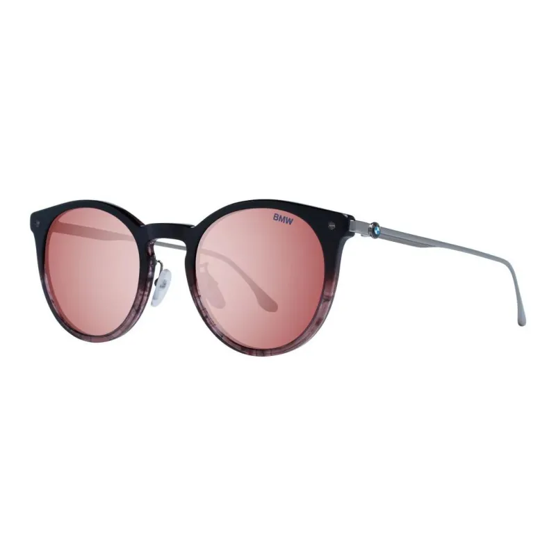 BMW Plastic Round Sunglasses Men's Black-0