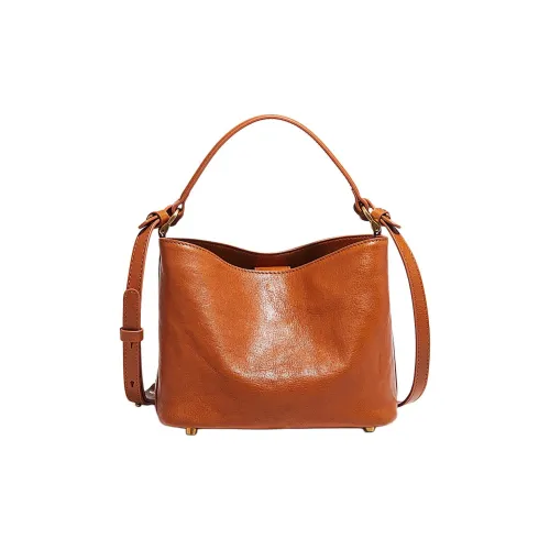 Marino Orlandi Top Grain Vegetable Tanned Cow Leather Handbag Medium Size Women's Yellow/Brown
