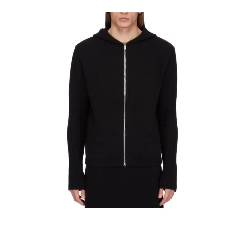 RICK OWENS Zip Up Hooded Knitted Cardigan-0
