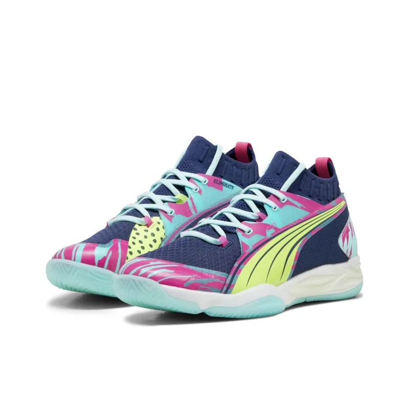 PUMA Eliminate Nitro Anti Slip Wear Resistant Mid Top Basketball Shoes Unisex Blue-2