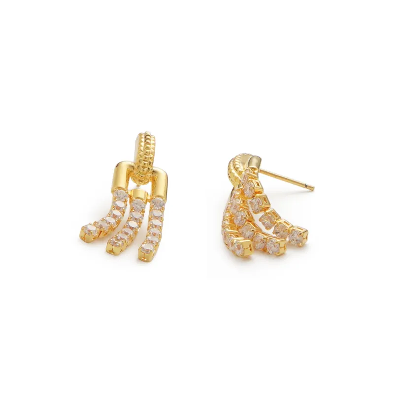 RSNY Gold Plated Copper Stud Earrings Women's-5