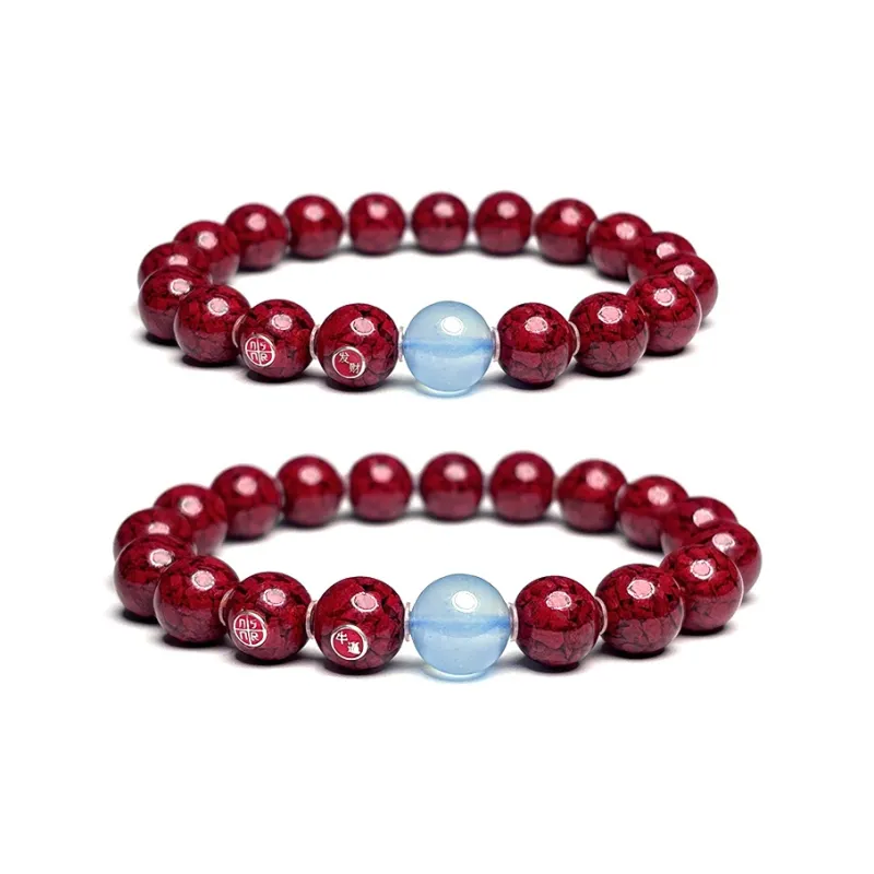 MOUNTAINS AND MANS Cinnabar New Chinese Style Good Luck Beaded Bracelet Unisex-7