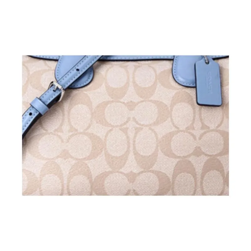 COACH Bennett Canvas With Leather One Shoulder Handbag Crossbody Bag Mini Women's Khaki Blue-4