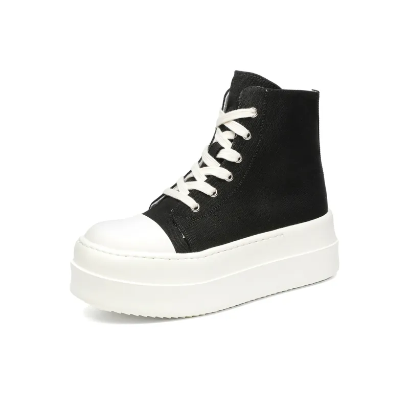 Dounkol Smart And Cool Height Increasing High Top Skateboard Shoes Men's Black White-1