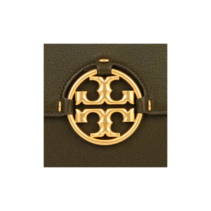TORY BURCH Miller Grain Cow Leather Portable Trunk Bag, Shoulder Bag, Crossbody Bag Medium Size Women's Olive Green-4