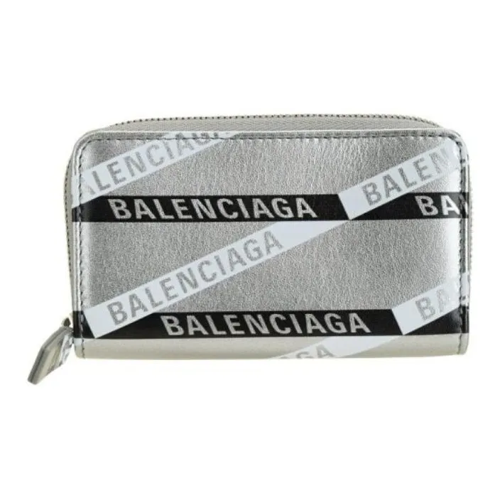 Balenciaga Leather Wallet Unisex Silver-1