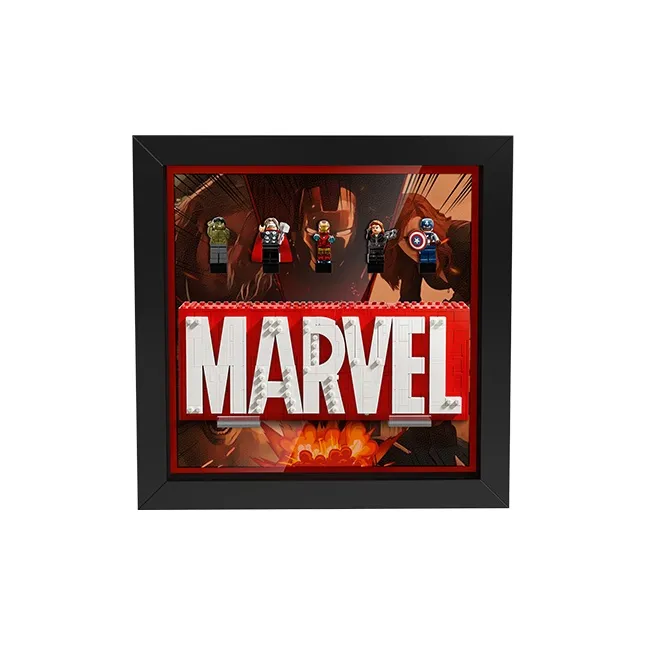 LIGHT YOUR BRICKS Compatibility LEGO 76313 Marvel Logo And Minifigure Wall Frame Model Accessories-4