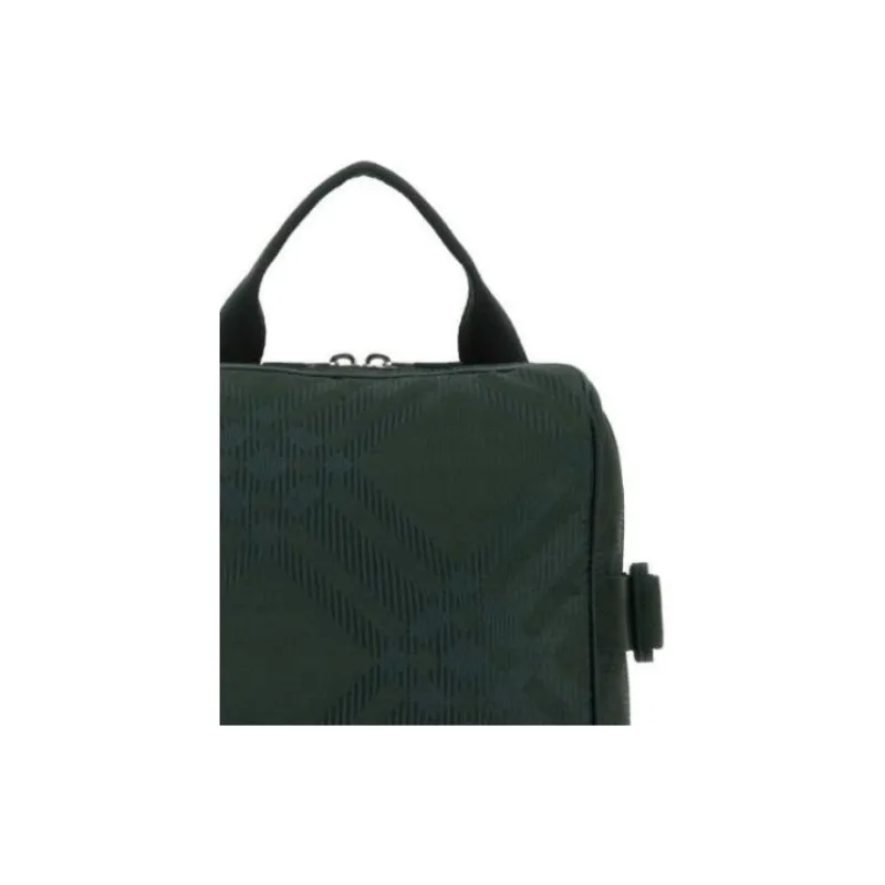 Burberry Jacquard Checked Cross Body Bag Green-4