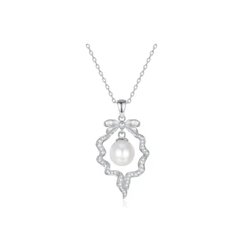 Inlady Pearl Bowknot Necklace Women's