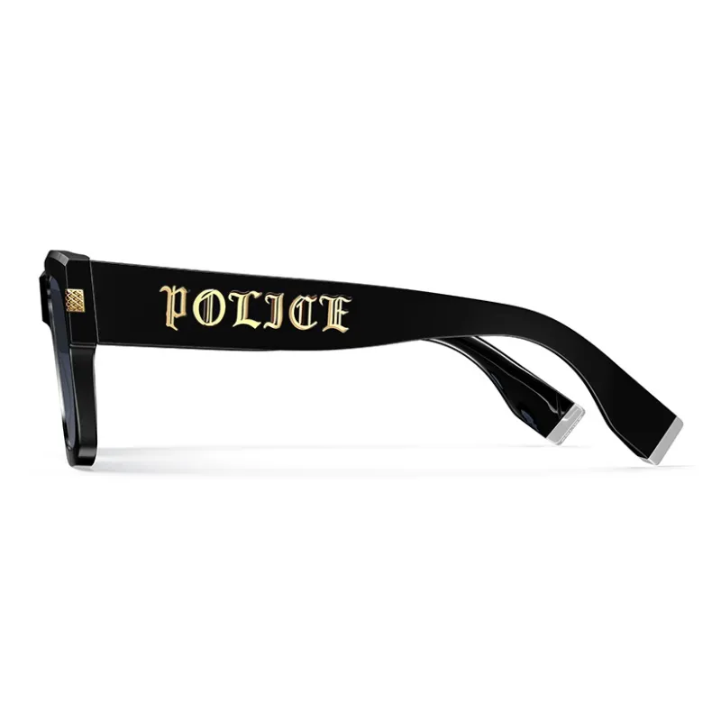 Police Plate Frame Square Sunglasses Unisex Black-2