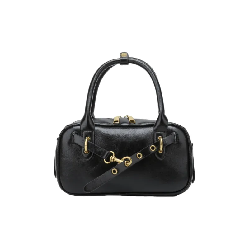 Yalu PU Bowling Bag, Handbag Women's Burgundy/Black/Coffee/Brown-5