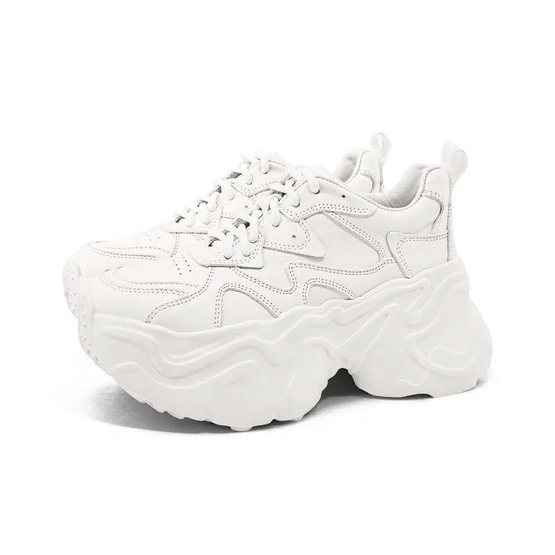 KMD Height Increasing Chunky Sneakers Women's White-1