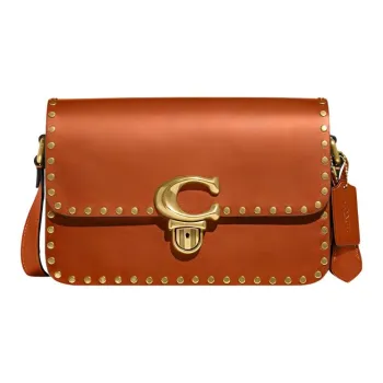 COACH Studio Tanned Leather Crossbody Bag Shoulder Bag Medium Size Women's Canyon Red