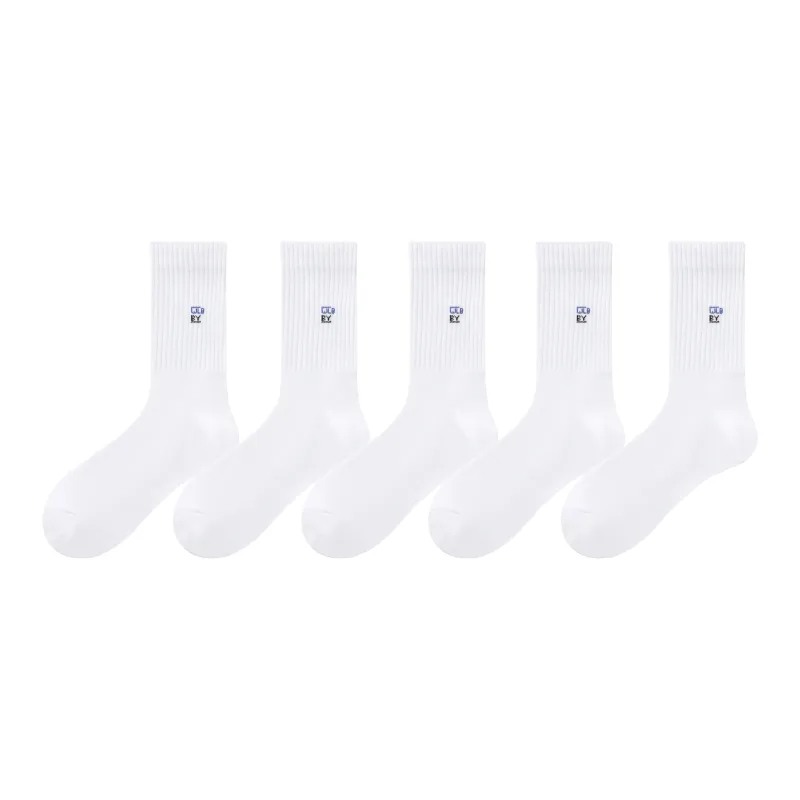 7 SEVFUN Mid Calf Socks Unisex Combo Set White-5