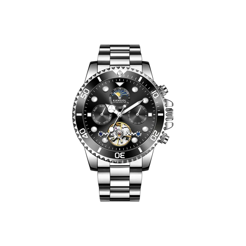 KANGOL Automatic Mechanical Movement Stainless Steel Watchband Watch Men's Watches Black Dial-0