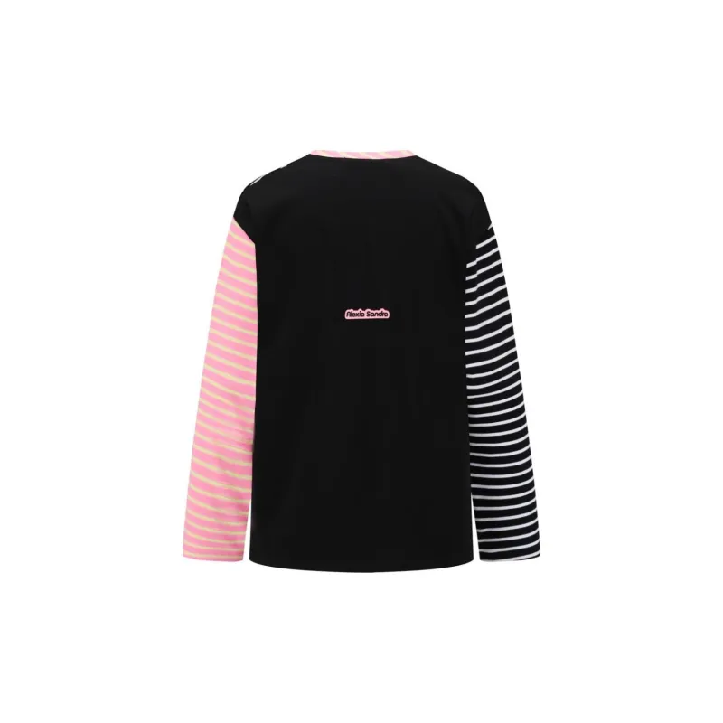 Alexia Sandra Stripe Series T Shirt Unisex Black Pink-1