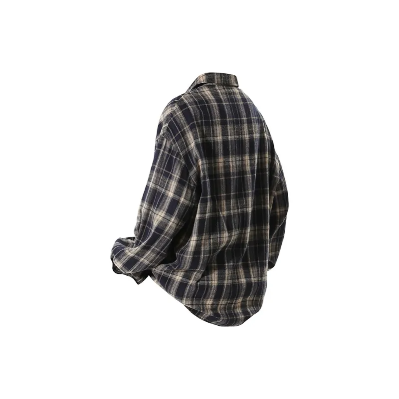 BRUMAIRE Shirt Unisex Navy Blue Plaid Comes With Random Jacket-1