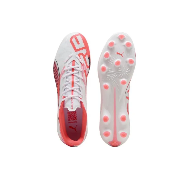 PUMA Ultra 5 Pro Anti Slip Wear Resistant Soccer Shoes Unisex White Orange-3
