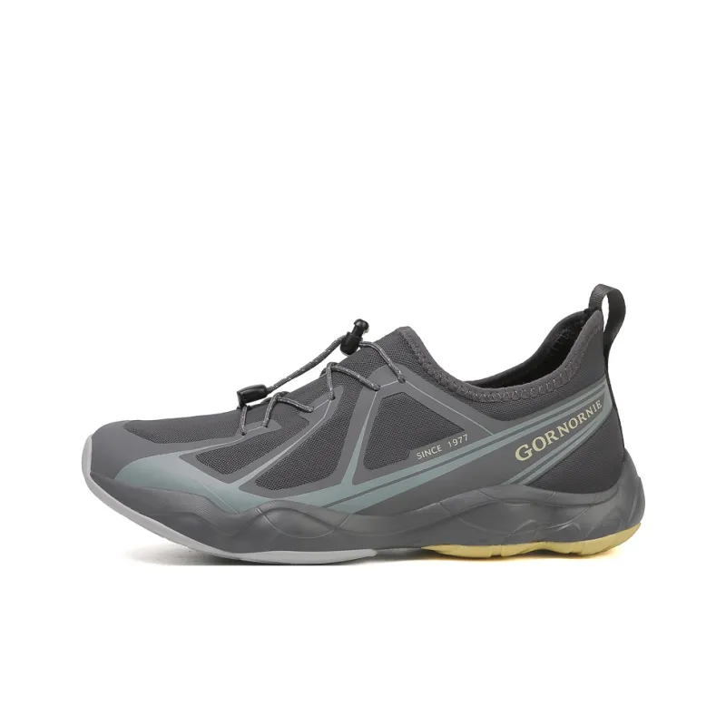 GORNORNIE Moisture Wicking Abrasion Resistant Lightweight Breathable Slip Resistant Low Top Outdoor Shoes Men's Gray-0