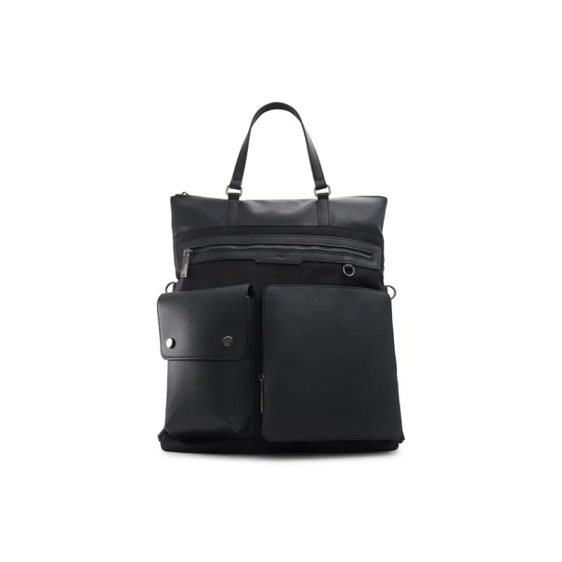 ALDO Nylon Artificial Leather Handbag Medium Size Men's Black-0