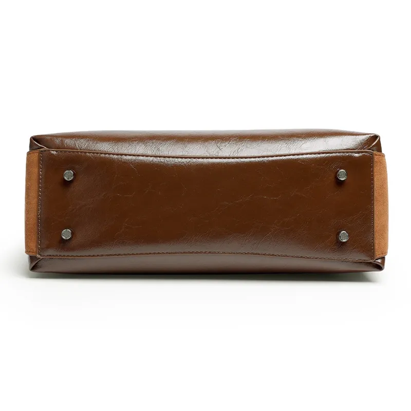 Mulinsen Polyurethane PU Leather Shoulder Bag Crossbody Bag Handbags Women's Brown-6