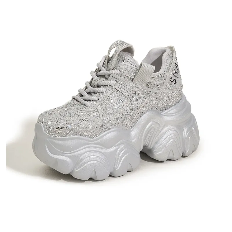 Milan Love Song Wear Resistant Lightweight Height Increasing Low Top Chunky Sneakers Women's-3