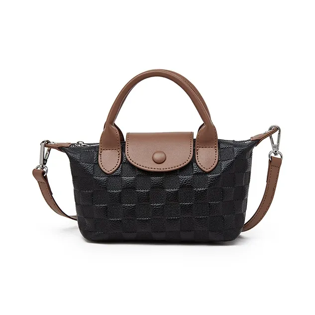 Old Man's Head Top Grain Cow Leather Crossbody Handbag Regular Women's Gray/Black-6