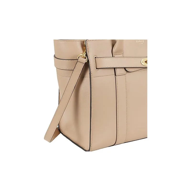 Mulberry Bayswater Calfskin Tote Bag Shopping Bag Shoulder Bag Handbag Small Size Women's Beige-3