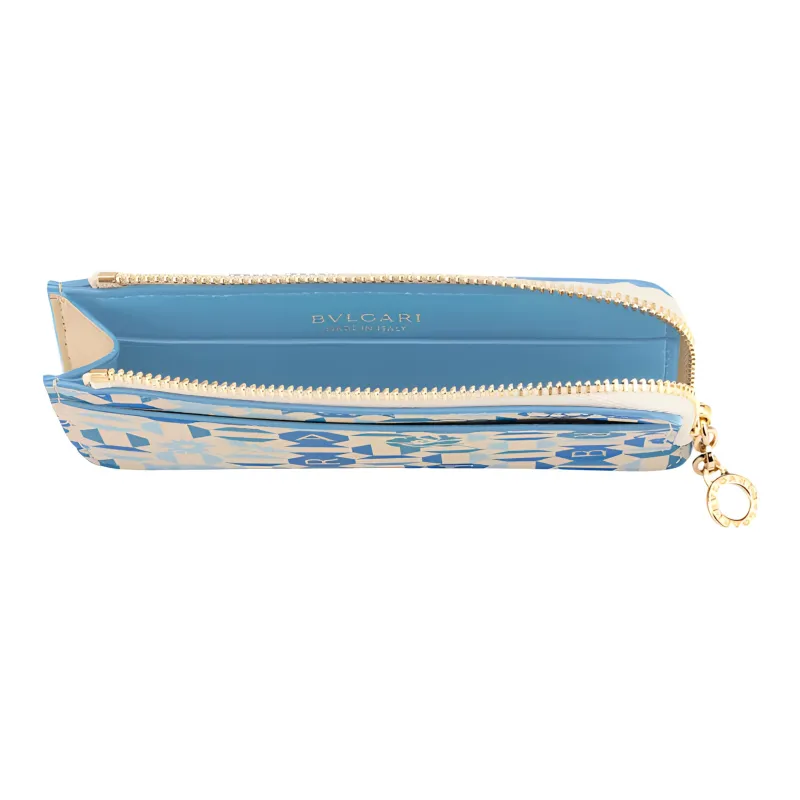 BVLGARI Grained Calfskin Wallets Card Holders Women's Blue-2