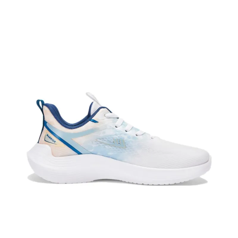 Warrior Breathable Cushioning Support Low Top Casual Running Shoes Men's White Blue Yellow-1