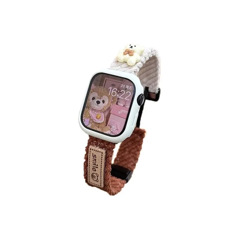 Mr. Strap Apple Compatibility Watch Band 145~210mm Corduroy Material-3