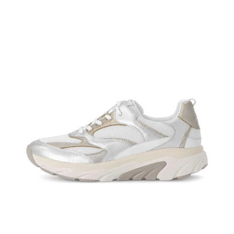 Gabor Rollingsoft Low Top Casual Shoes Women's White Silver-0